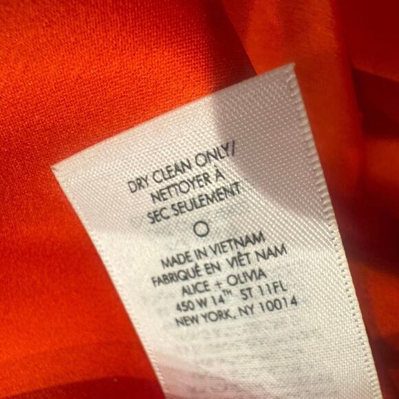 Alice + Olivia Cowlneck Vista Satin Asymmetric Dress Chili Pepper Size 0 NWT - Picture 9 of 13